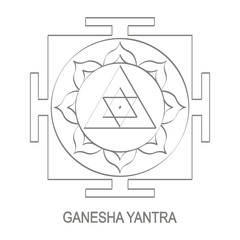 Vector icon with Ganesha Yantra Hinduism symbol