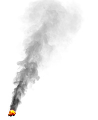 infernal touristic campfire place with dark black smoke isolated on white color, design fire 3D illustration