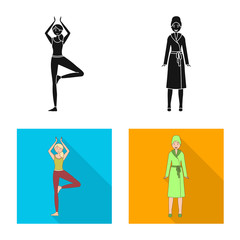Isolated object of posture and mood icon. Collection of posture and female stock vector illustration.