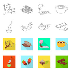 Vector design of food and yummy symbol. Set of food and brown stock symbol for web.