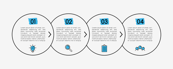 Infographic with business icons. 4 options. Vector