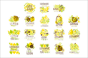 Lemonade set for label design. Colorful vector Illustrations