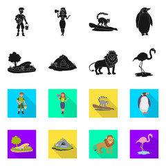 Vector design of nature and fun logo. Set of nature and entertainment vector icon for stock.