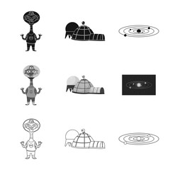 Vector illustration of astronomy and technology icon. Collection of astronomy and sky vector icon for stock.