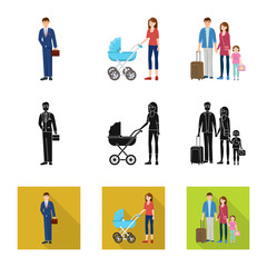 Vector design of character and avatar logo. Collection of character and portrait stock symbol for web.