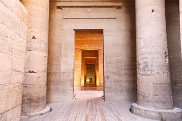 Inside of Philae Temple in Aswan, Egypt