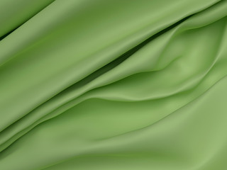 Obraz premium Piękny zielony jedwab. Tło włókienniczych draperii. Streszczenie miękkiej eleganckiej satyny. Ilustracja renderowania 3D.