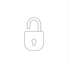 Variation  thin outline vector open lock icon. Symbol computer private and internet security. Business security illustration. Cyber identification sensor sign
