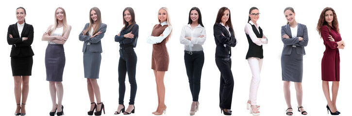 panoramic collage of a group of successful young business women.