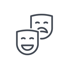 Theatre masks line icon. Vector outline sign.
