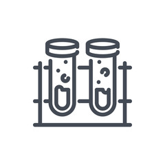 Сhemical experiment line icon. Lab flask vector outline sign.