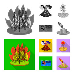 Vector design of weather and distress sign. Collection of weather and crash stock symbol for web.