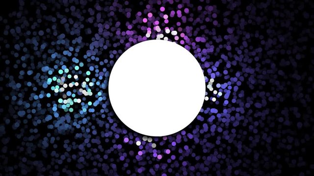 Animation for logo creation. Animation. Abstract background with colored dots and circle in the center for logo