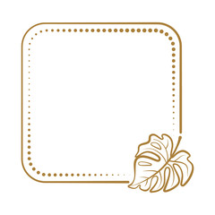 Vector square dotted frame with monstera leaf decoration