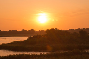 sunset over the lake