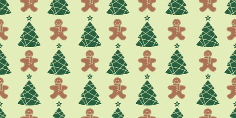 Lovely green vector christmas tree and cookie