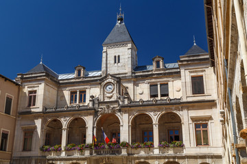 Fototapeta na wymiar VIENNE / FRANCE - JULY 2015: Municipal building in the historic centre of Vienne, France