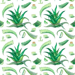Gardinen Dschungel Watercolour aloe seamless patter  © Renata