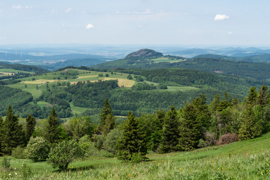 View from Wasserkuppe Hessen Landscape Germany.  It is a mountain within the German state of Hesse and is the highest peak in the Rh&ouml;n Mountains.