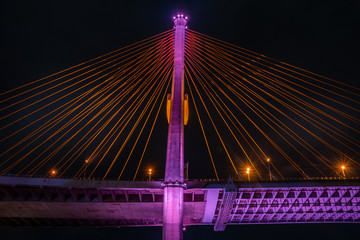 Part of suspension bridge, pattern of wire rope at suspension Bhumibol bridge.