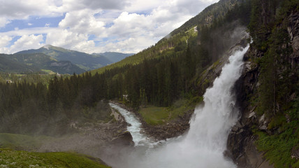 Krimml waterfalls panorama in Austria