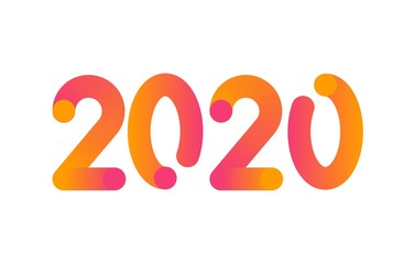 2020 Happy New Year. Greeting card with inscription 2020 for your layout Flyers and Greetings Card or Christmas themed invitations. Vector Illustration.