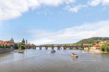 Fototapeta na wymiar Panorama of Charles bridge in Prague, Czech republic.