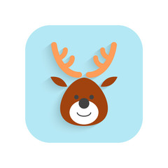 Christmas deer. Flat icon and illustration on white background. Holiday symbol.
