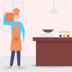 Fototapeta premium chef who brings food boxes to the kitchen