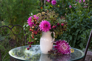 Autumn Flower Bouquet In Country Garden