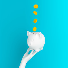 Piggy bank save money concept.  3d illustration