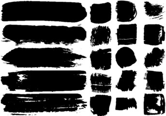 Set of black brush strokes with a dry brush