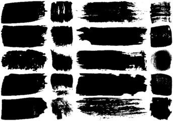Set of black brush strokes with a dry brush