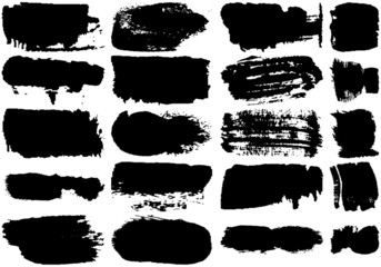 Set of black brush strokes with a dry brush