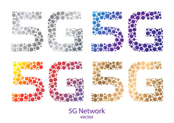 Set of logos 5G vector .New mobile communication technology .High Speed Internet.