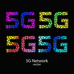Set of logos 5G vector .High Speed Internet .New mobile communication technology.