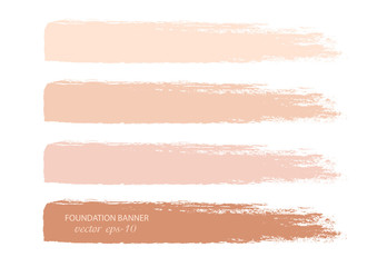 Fototapeta na wymiar Shades Of Foundation .Brush strokes on a white background .Cosmetic stain banner .Vector 