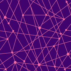 Lines and Dots Purple Connections Seamless Pattern