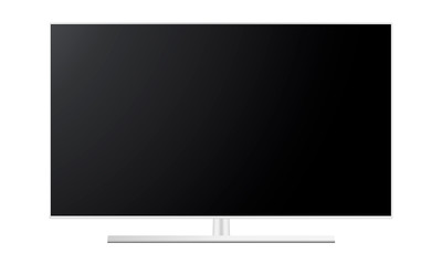White wide TV screen mockup - front view. Vector illustration