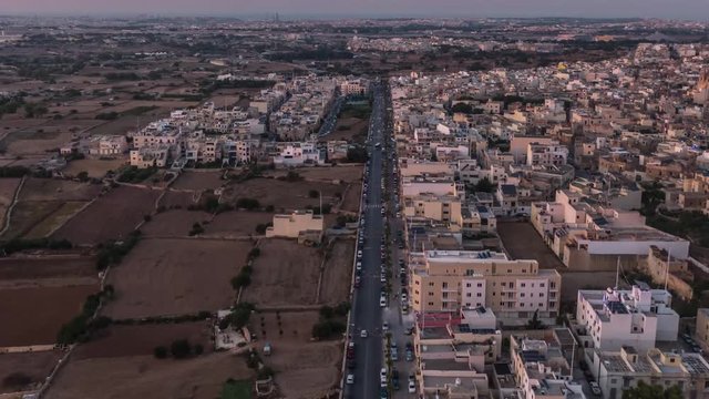 Zurrieq, Malta, Europe, flying over the town, aerial hyperlapse shot using a drone