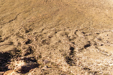 A telephoto shot of the walls of the Barringer crater in Arizona.