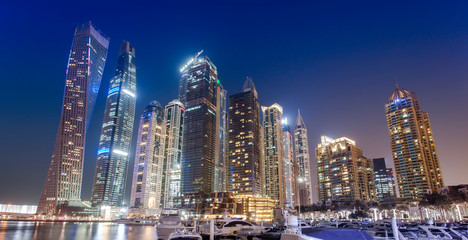 Fototapeta na wymiar Dubai Marina city skyline at night. United Arab Emirates