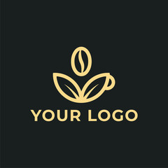 coffee cup logo template combined with leaf shape