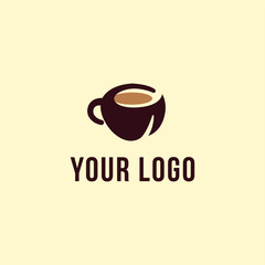 minimalist logo template of coffee, tea, drink cup