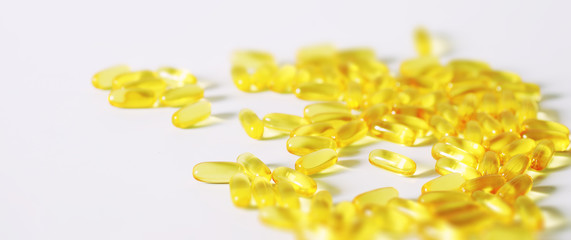 Medical drugs transparent capsules of yellow color