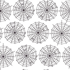 Spiderweb seamless pattern on white background. Simple vector illustration