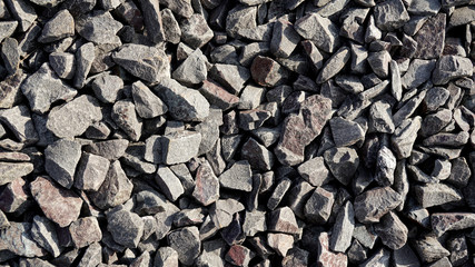 Rubble pile texture for background. Road gravel. Gravel texture. Crushed Gravel background. 