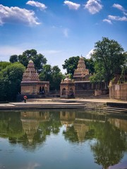 Temple at menavali ghat in wai, maharashtra, india