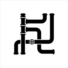 Pipe Icon, Pipe Fitting Icon, Water, Gas, Oil Pipeline, Plumbing Work