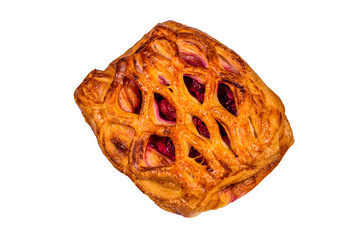 Cherry strudel isolated on the white background